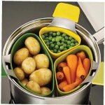 Triple diviseur nid vapeur silicone casserole diviseur vapeur panier cuisson passoire cuisine gadgets ...
