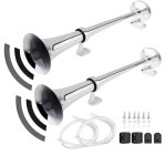 Trompette d�corative pour voiture camion ou tracteur ensemble de 2 trompettes avec accessoires chrom� ...