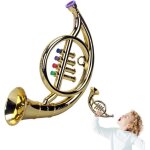 Trompette enfant jouetinstrument de musique plaqu or enduit corne avec 4 cls colorespour nol cadeaux ...