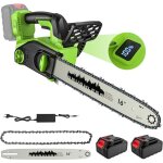 Trononneuse  batterie 16 pouces sans fil 2200w avec cran lcd huile automatique 2 batteries chane ...