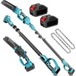 Tronconneuse a batterie 2 en 1 21v brushless - perche tlescopique 6 - 10 pieds guide 8 pouces 2x4000mah ...