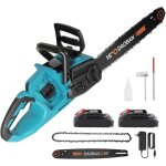 Trononneuse  batterie 3500w brushless sans fil 16 pouces chane automatique 2 batteries compatible ...