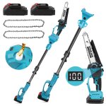 Tronconneuse a batterie scie  perche 2 en 1 sans fil de 20cm et mini trononneuse 2 batteriesscie  ...