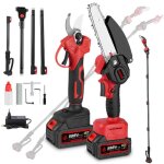 Trononneuse elagueuse lectrique sur perche 6 pouce + scateur pour branches hautes rouge - onevan - ...