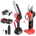 Tron�onneuse �lectrique sans fil 8 pouce + s�cateur �lectrique 30mm 4 vitesses - onevan - 2x 3ah batteries ...