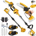 Trononneuse lectrique sans fil avec manche tlescopique 21v 500w trononneuse de taille 6 pouces 2 ...