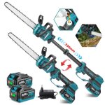 Trononneuse lectrique tlescopique sans fil 12 pouces scie  bois - yofidra - 2x 1. 5ah batteries