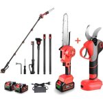 Trononneuse haute branche lectrique sans fil + scateur lectrique 30mm - onevan - 2x 3ah batteries ...