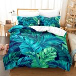 Tropical feuille housse de couette parure de lit en microfibre motif feuilles de palmier vertes 220x240cm ...