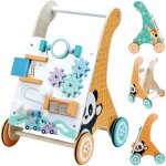 Trotteur pour b�b�s en bois d�s 12 mois avec panneau de jeu avec roues tournantes labyrinthe miroir accessoire ...