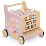 Trotteur en bois ducatif - mamabrum - poussoir 2 en 1 - cube moteur - trieur de formes - labyrinthe ...