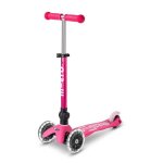 Trottinette 3 roues enfants mini micro deluxe rose pliable led