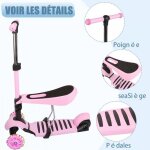 Trottinette 3 roues pour enfants xjing rglable en hauteur pliable roues led scooter - pour 1  8 ans ...