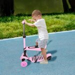Trottinette 3 roues sige 2 en 1 trottinette pliable roues led pour 1  8 ans (rose) scooter xjing
