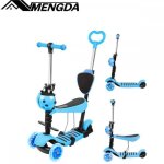 Trottinette 5 en 1 pour enfants - mengda - avec si�ge - patinette r�glable en hauteur - led roues - plateau ...