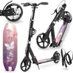 Trottinette ado adulte jusqu 100kg - 2 amortisseurs - hypermotion skyline fleurs - pliable - 2 freins ...