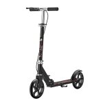 Trottinette adulte à double roue avec frein à main plateau large roues pu capacité 150 kg noir Trottinette adulte à double roue avec frein à main plateau large roues pu capacité 150 kg noir