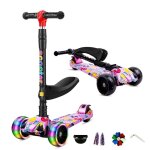Trottinette enfant 3  12 ans pliable et rglable en hauteurcarrosserie graffitiplateau antidrapantcapacit ...