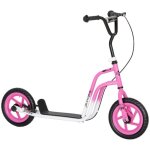 Trottinette enfant 5 - 12 ans rose - guidon r�glable grandes roues b�quille et frein � main - id�al loisirs ...