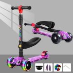 Trottinette enfant �volutive 3 en 1 ? si�ge amovible ? mod�le galaxy violet ? roues tout - terrain 5cm ...