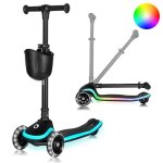 Trottinette enfant lionelo mey - 3 roues �clair�es - pliable - hauteur r�glable - noir