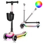 Trottinette enfant lionelo mey - 3 roues �clair�es - pliable - hauteur r�glable - rose