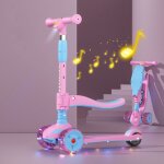 Trottinette enfants avec lumi�res et musique pliable hauteur r�glable roues larges capacit� max 100 kg ...