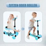 Trottinette avec sige 5 en 1 pour enfants - mipan - avce 3 antidrapant led roues - rglable en hauteur ...