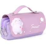 Trousse  crayons avec 3 compartiments trousse  crayons pour filles sac de papeterie violet