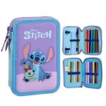 Trousse double cerda disney stitch bleue / violette - 2 compartiments mat�riaux durables