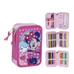 Trousse de rangement - cerda - minnie mouse - 3 compartiments - couleur rose - licence disney