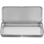 Trousse rectangulaire en mtal pour stylos crayons maquillage cole articles mnagers argent