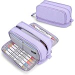 Trousse scolaire grande capacit - trousse  crayons 4 compartiments sac  crayons - violette - pour ...