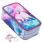 Trousse  stylo plumier 3 tages trousse scolaire cheval lunaire