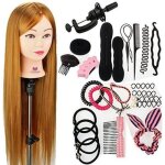 Tte a coiffer professionnelle cheveux fibre synthtique tte mannequin maquillage avec table support et ...