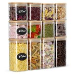 Ttlife lot de 12 bocaux en verre - 600ml / 430ml pots de rangement de cuisine pots de rangement en verre ...