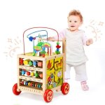 Ttlife 6 en 1 trotteur b�b� trotteur bois pour b�b� multifonctionnel avec panneau de jeu chariot de marche ...