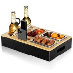 Ttlife canap� bar snack box plateau de canap� plateau bois plateau de service porte - verre � vin bo�te ...