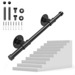 Ttlife kit main courante escalier 50cm noire acier revtement par poudre rambarde support mural poigne ...