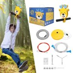 Ttlife kit de tyrolienne de jardin de 24m trampoline pour enfants jusqu 110kg avec frein  ressort et ...