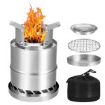 Ttlife pole  bois de camping pliable en acier inoxydable avec filet de barbecue  bol dalcool pour ...