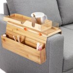 Ttlife table accoudoir canap en bambou flexible et pliable table dappoint antidrapante pour canap ...