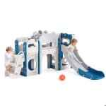 Ttlife toboggan pour enfants 7 en 1 toboggan amusant avec panier de basket chelle descalade aire de ...