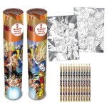Crayons de couleur - dragon ball z - 12 crayons - 2 feuilles de coloriage - mixte