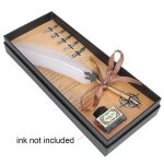 Stylo plume rtro - mtal - blanc - plume en acier inoxydable - coffret cadeau - calligraphie