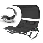 Tubiaz chaise longue double � bascule longue transat � bascule 2 places bain de soleil max. 250 kg noir ...