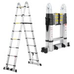 Tubiaz echelle tlescopique escabeau 5m - 2. 5m + 2. 5m pliante echelle escamotable en aluminium trappe ...