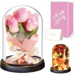 Tulipe artificielle idee noel cadeau femme fleur eternelle sous cloche cadeau anniversaire maman amoureux ...