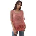 Tunique femme - top orange lumineux - superposition �l�gante - col rond - taille unique