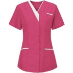 Tunique m�dicale femme - uniforme de travail - col en v - manche courte - rose rose#xxxl